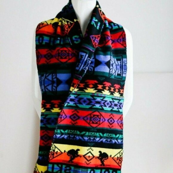 NWT Polo Ralph Lauren Downhill Ski Colourful Reversible Southwestern Scarf - Picture 1 of 9